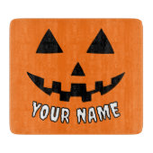 オレンジ色のかぼちゃにハロウィーンの名前を入れよう カッティングボード (正面)