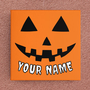 オレンジ色のかぼちゃにハロウィーンの名前を入れよう キャンバスプリント
