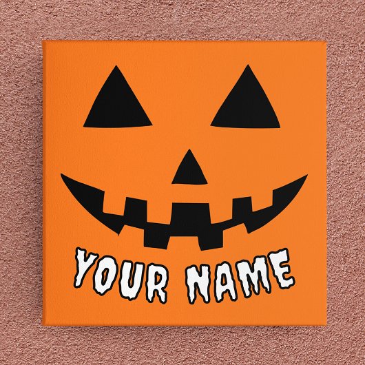 オレンジ色のかぼちゃにハロウィーンの名前を入れよう キャンバスプリント