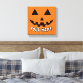 オレンジ色のかぼちゃにハロウィーンの名前を入れよう キャンバスプリント (インサイチュ (寝室))