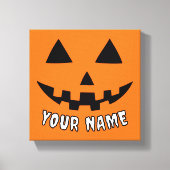 オレンジ色のかぼちゃにハロウィーンの名前を入れよう キャンバスプリント (正面)