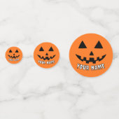 オレンジ色のかぼちゃにハロウィーンの名前を入れよう コンフェッティ (裏面)