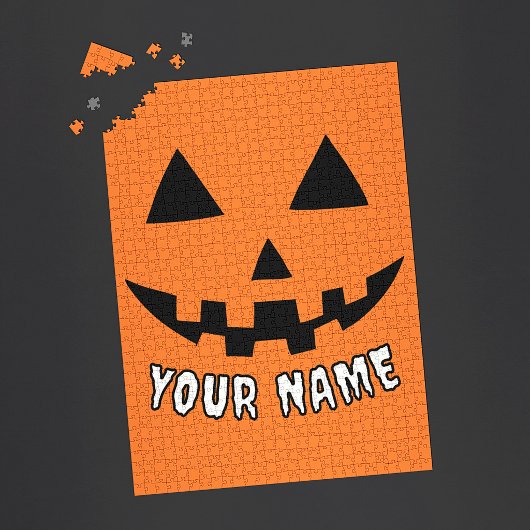 オレンジ色のかぼちゃにハロウィーンの名前を入れよう ジグソーパズル
