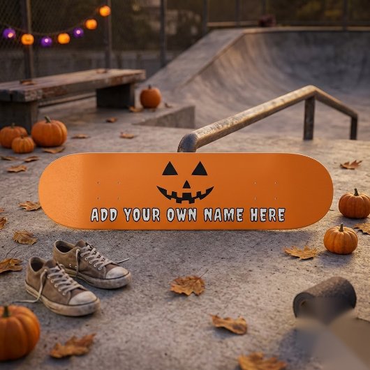 オレンジ色のかぼちゃにハロウィーンの名前を入れよう スケートボード