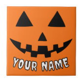 オレンジ色のかぼちゃにハロウィーンの名前を入れよう タイル (正面)