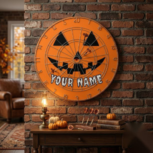 オレンジ色のかぼちゃにハロウィーンの名前を入れよう ダーツボード