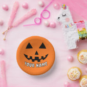 オレンジ色のかぼちゃにハロウィーンの名前を入れよう ペーパーボウル (パーティー)