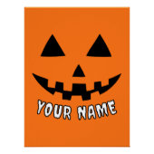 オレンジ色のかぼちゃにハロウィーンの名前を入れよう ポスター (正面)