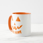 オレンジ色のかぼちゃにハロウィーンの名前を入れよう マグカップ (正面左)