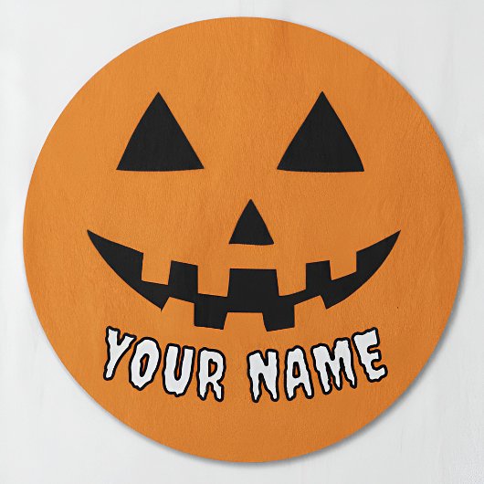 オレンジ色のかぼちゃにハロウィーンの名前を入れよう ラベル