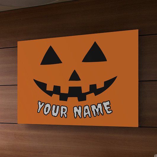 オレンジ色のかぼちゃにハロウィーンの名前を入れよう 横断幕