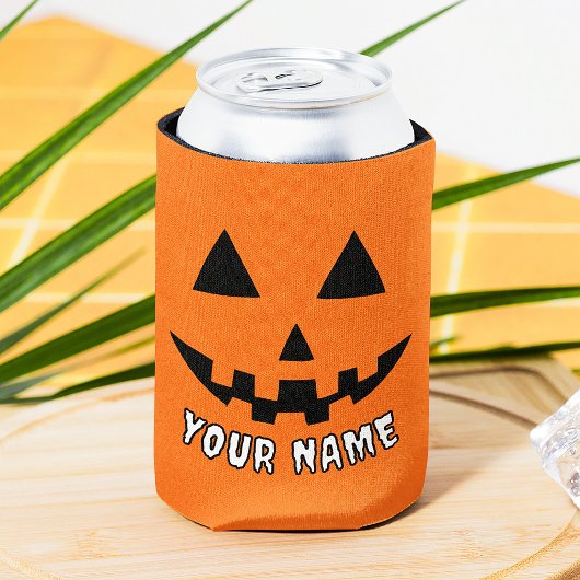 オレンジ色のかぼちゃにハロウィーンの名前を入れよう 缶クーラー
