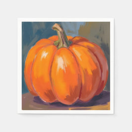 オレンジ色のかぼちゃのハロウィンと感謝祭の水彩画 スタンダードカクテルナプキン