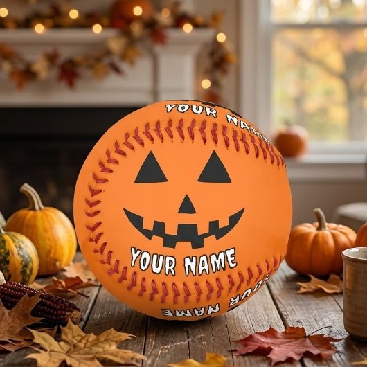 オレンジ色のかぼちゃのハロウィーン　あなたの名前 ソフトボール