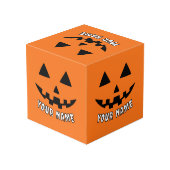 オレンジ色のかぼちゃのハロウィーン あなたの名前 フォトキューブ (裏面アングル)