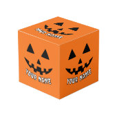 オレンジ色のかぼちゃのハロウィーン あなたの名前 フォトキューブ (正面アングル)