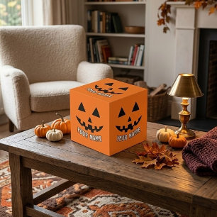 オレンジ色のかぼちゃのハロウィーン あなたの名前 フォトキューブ