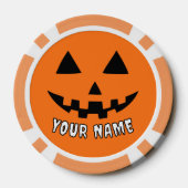 オレンジ色のかぼちゃのハロウィーン　あなたの名前 ポーカーチップ (裏面)