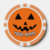 オレンジ色のかぼちゃのハロウィーン　あなたの名前 ポーカーチップ (正面)
