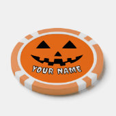 オレンジ色のかぼちゃのハロウィーン　あなたの名前 ポーカーチップ (シングル)