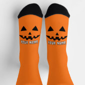 オレンジ色のかぼちゃのハロウィーン ネーム入り ソックス (上部)