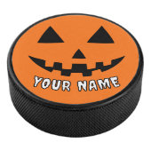オレンジ色のかぼちゃのハロウィーン 名前入り アイスホッケーパック (3/4)