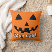 オレンジ色のかぼちゃのハロウィーン 名前入り クッション (ブランケット)