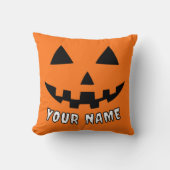 オレンジ色のかぼちゃのハロウィーン 名前入り クッション (正面)