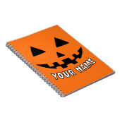 オレンジ色のかぼちゃのハロウィーン 名前入り ノートブック (右側)