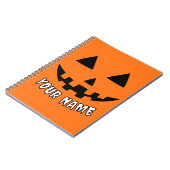オレンジ色のかぼちゃのハロウィーン 名前入り ノートブック (左側)