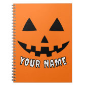 オレンジ色のかぼちゃのハロウィーン 名前入り ノートブック (正面)