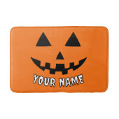 オレンジ色のかぼちゃのハロウィーン 名前入り バスマット (正面)