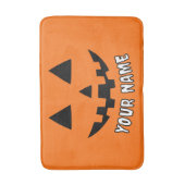オレンジ色のかぼちゃのハロウィーン 名前入り バスマット (正面縦)