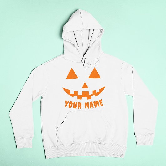 オレンジ色のかぼちゃのハロウィーン 名前入り パーカ
