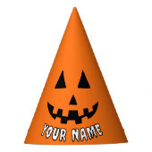 オレンジ色のかぼちゃのハロウィーン 名前入り パーティーハット (正面)