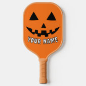 オレンジ色のかぼちゃのハロウィーン 名前入り ピックルボールラケット (正面)