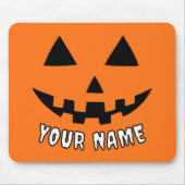 オレンジ色のかぼちゃのハロウィーン 名前入り マウスパッド (正面)