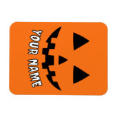 オレンジ色のかぼちゃのハロウィーン 名前入り マグネット (横)