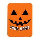 オレンジ色のかぼちゃのハロウィーン 名前入り マグネット (縦)