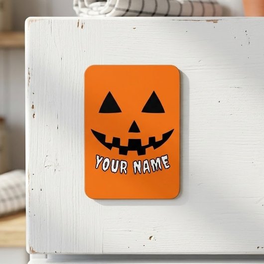 オレンジ色のかぼちゃのハロウィーン 名前入り マグネット