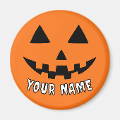 オレンジ色のかぼちゃのハロウィーン 名前入り マグネット (正面)