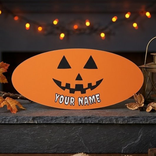 オレンジ色のかぼちゃのハロウィーン 名前入り 名札