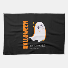 オレンジ色のかわいいお化けハロウィンキッチンタオル キッチンタオル