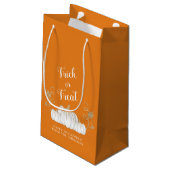 オレンジ色のかわいいカボチャのトリックまたはハロウィンの治療 スモールペーパーバッグ (裏面アングル)