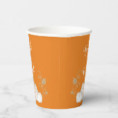 オレンジ色のかわいいカボチャのトリックまたはハロウィンの治療 紙コップ (右)