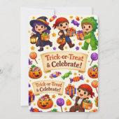 オレンジ色のかわいいハロウィンお誕生日お祝い カード (正面)
