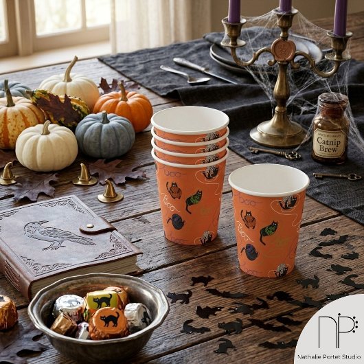 オレンジ色のかわいいハロウィン紙コップ 紙コップ