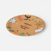 オレンジ色のかわいいハロウィン1歳の誕生日 ペーパープレート (アングル)