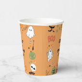 オレンジ色のかわいいハロウィーンおばけの1歳の誕生日 紙コップ (右)