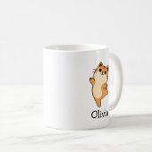 オレンジ色のかわいい猫のカスタムネーム コーヒーマグカップ (正面右)